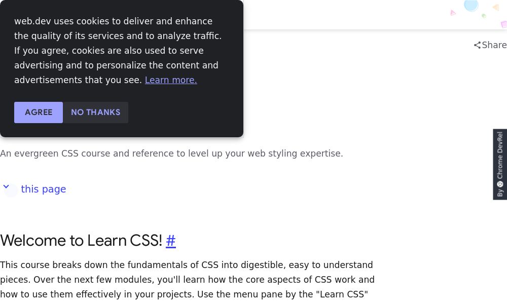 Screenshot of web.dev "Learn CSS"